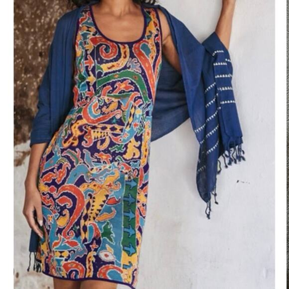 Peruvian Connection Dresses & Skirts - Peruvian Connection Abstract Bohemian Sheath Sleeveless Pima Cotton Knit Dress